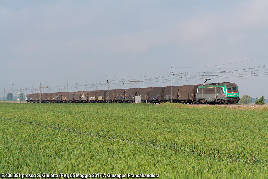 Treno Merci Captrain CTI con Locomotiva Elettrica E.436.351 Foto Giuseppe Francabandiera